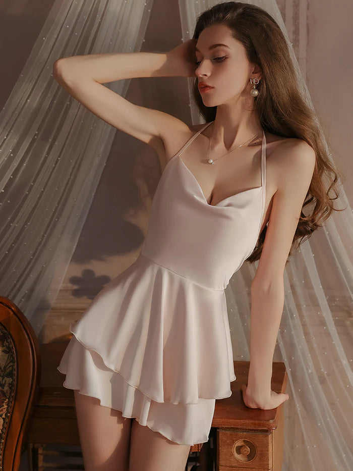 Ballet Waltz Satin Flared Backless Dress Lingerie