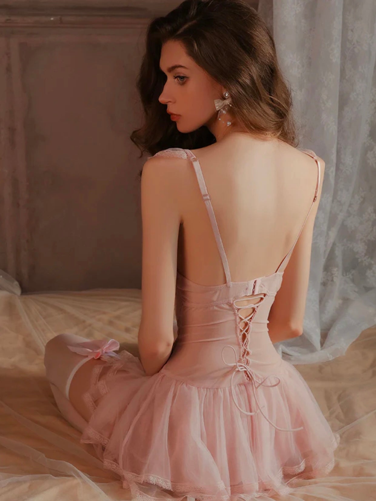 Love Story Bride Mesh Lace Corset Lingerie Set