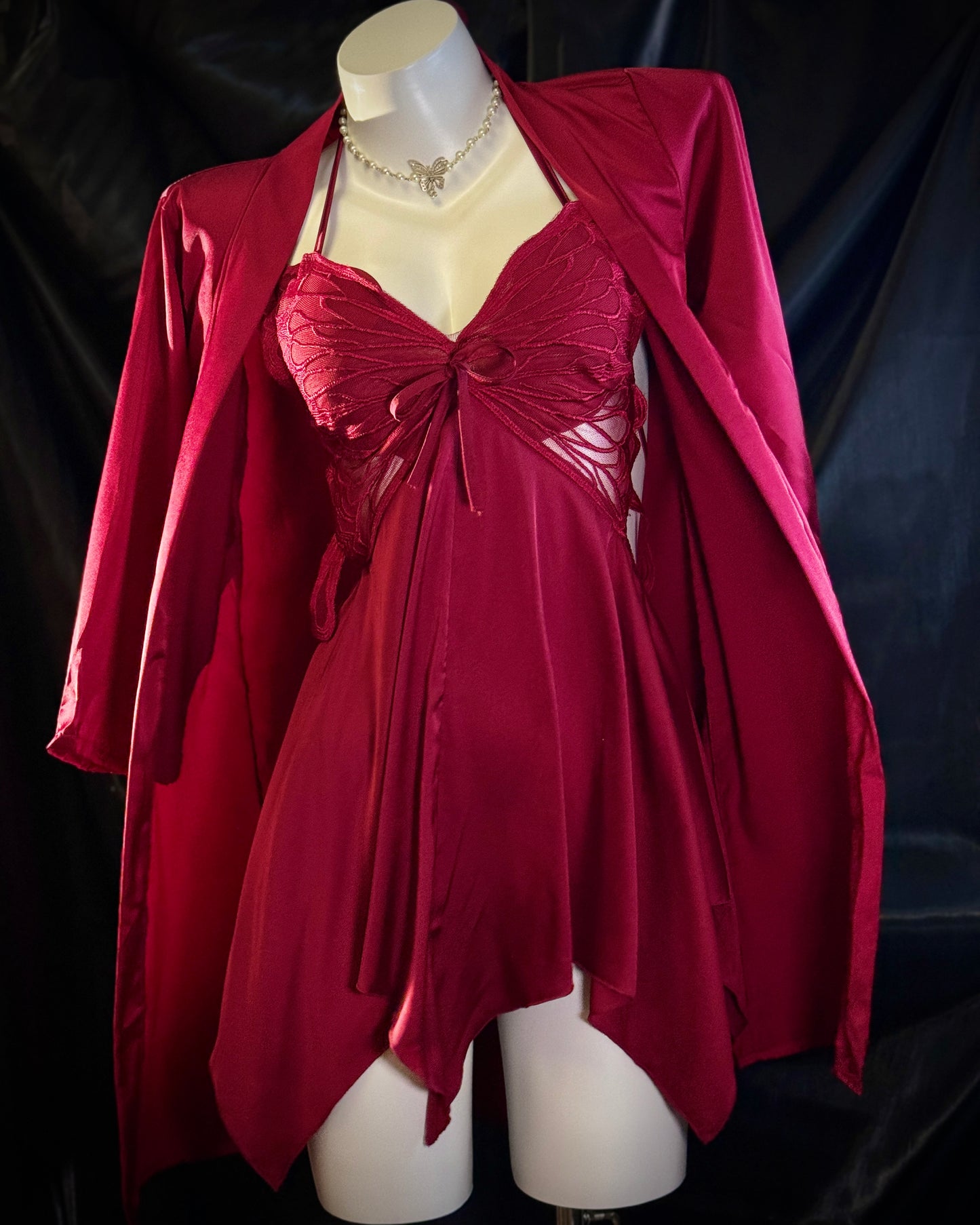Venus Butterfly Satin Backless Cutout Padded Slip Lingerie