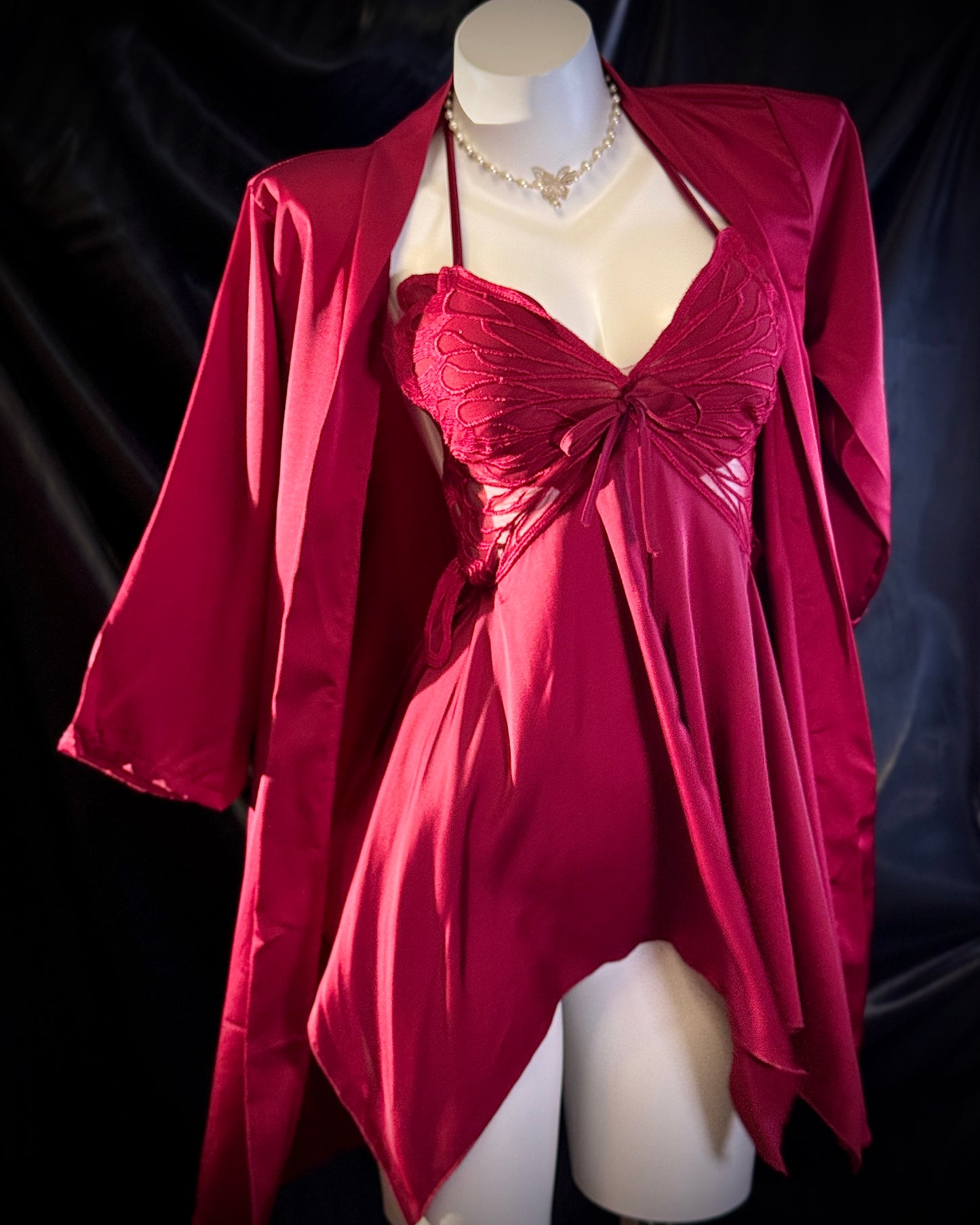Venus Butterfly Satin Backless Cutout Padded Slip Lingerie