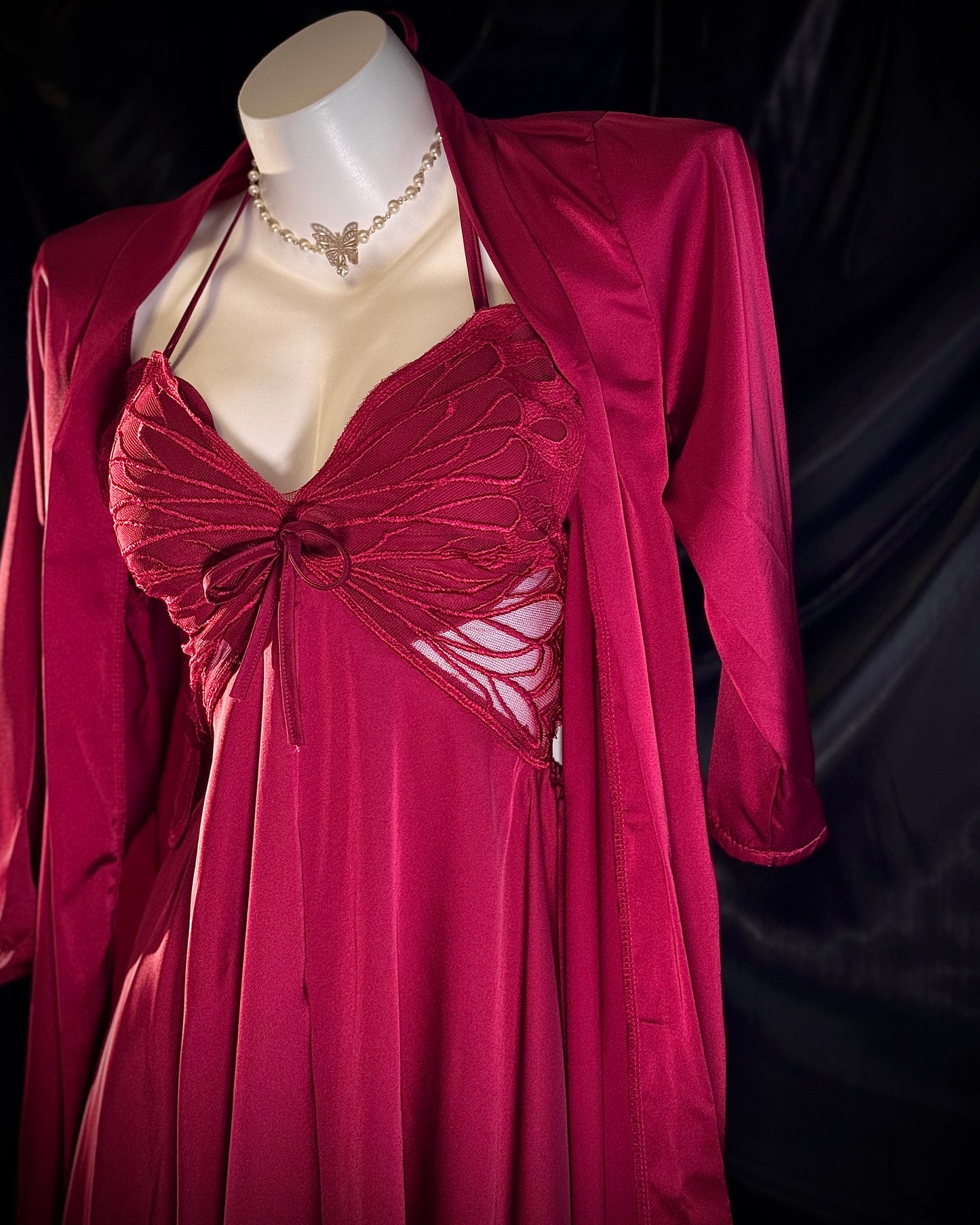 Venus Butterfly Satin Backless Cutout Padded Slip Lingerie