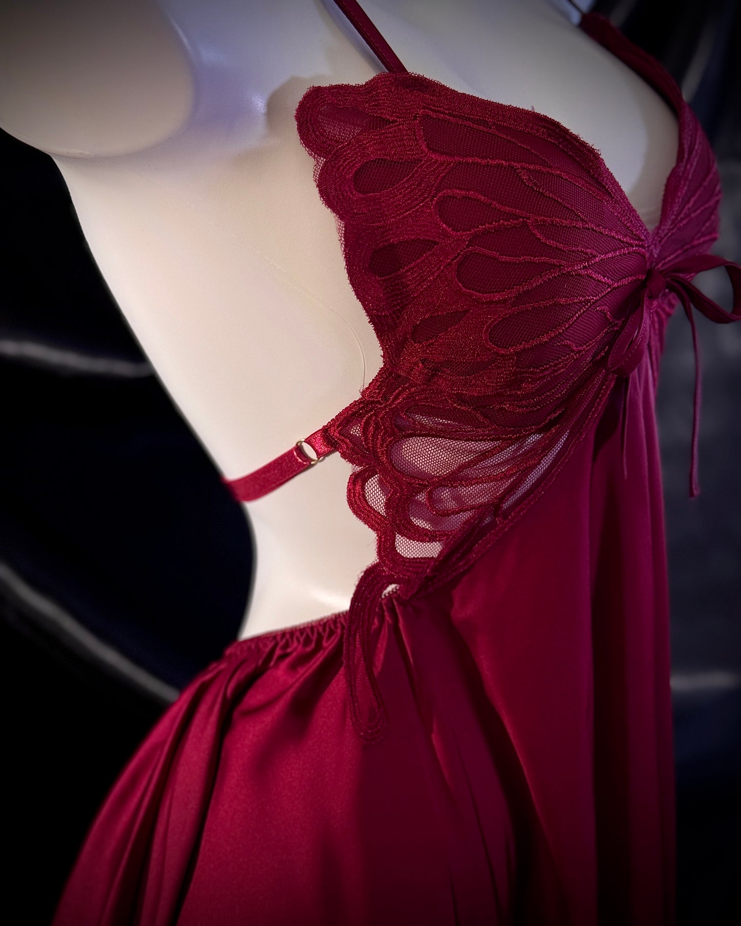 Venus Butterfly Satin Backless Cutout Padded Slip Lingerie