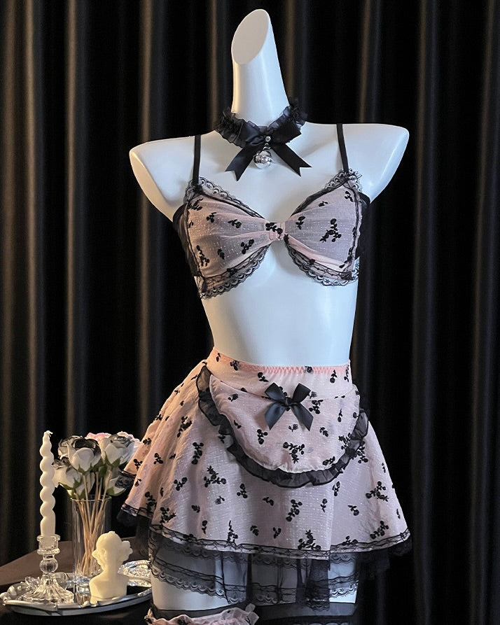 Dolly Maid Mesh Bow Costume Lingerie Set