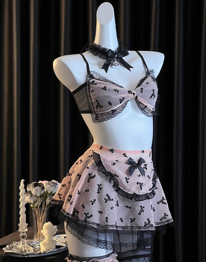 Dolly Maid Mesh Bow Costume Lingerie Set