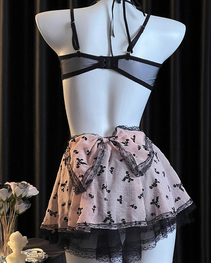 Dolly Maid Mesh Bow Costume Lingerie Set