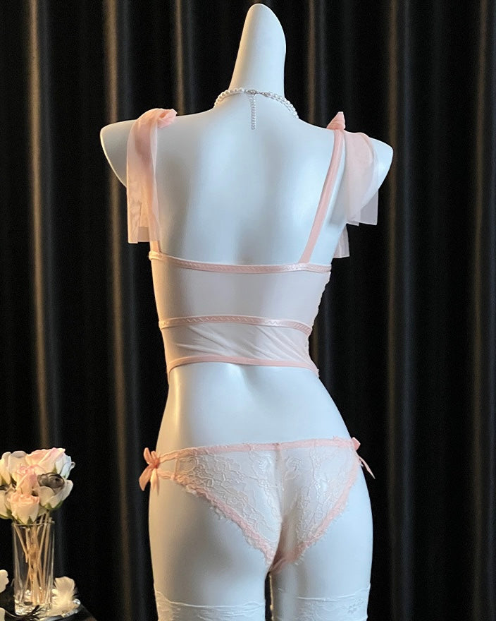 Scarlet Rose Mesh Lace Corset Lingerie Set