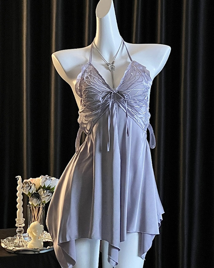 Venus Butterfly Satin Backless Cutout Padded Slip Lingerie