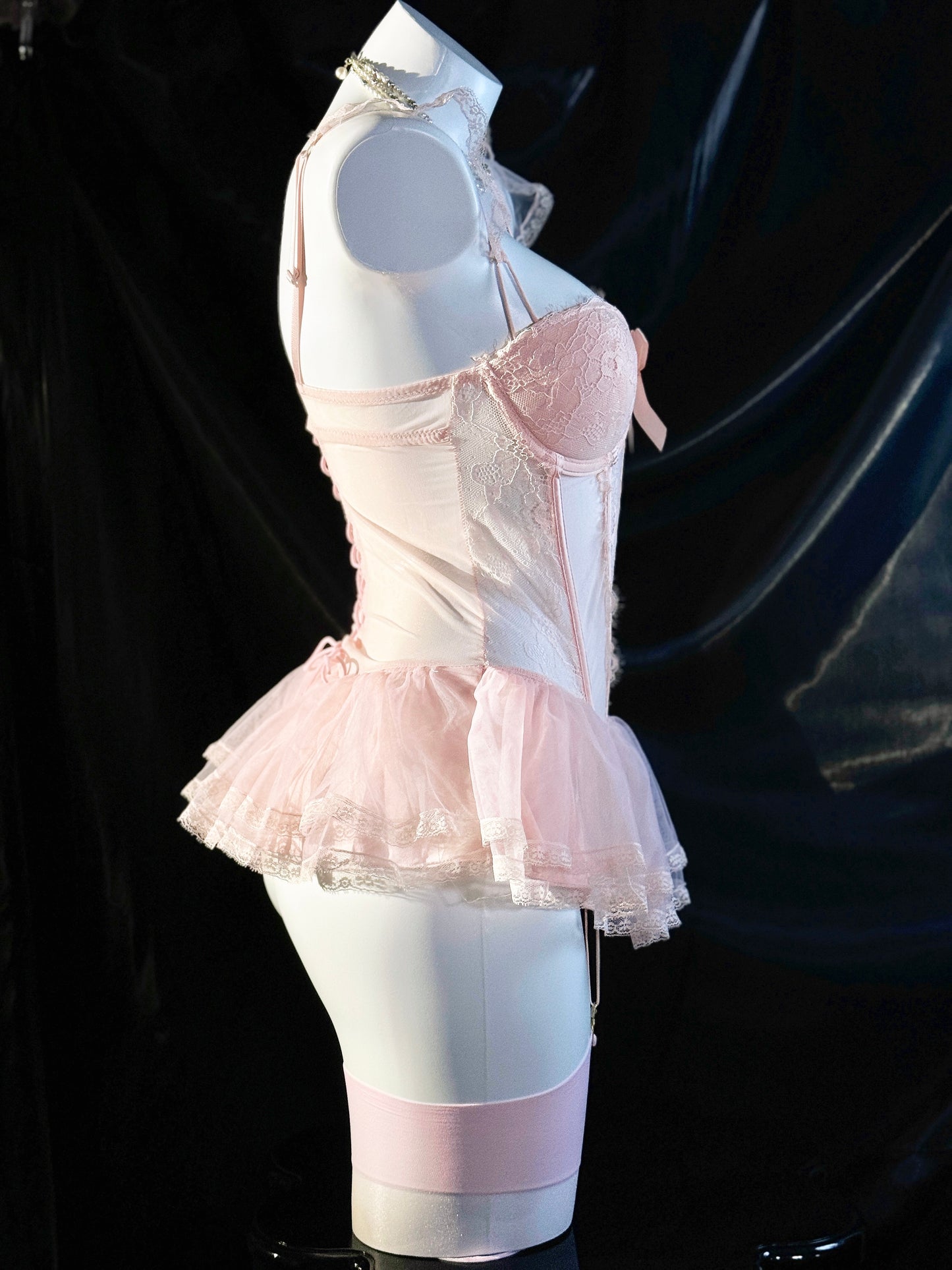 Love Story Bride Mesh Lace Corset Lingerie Set