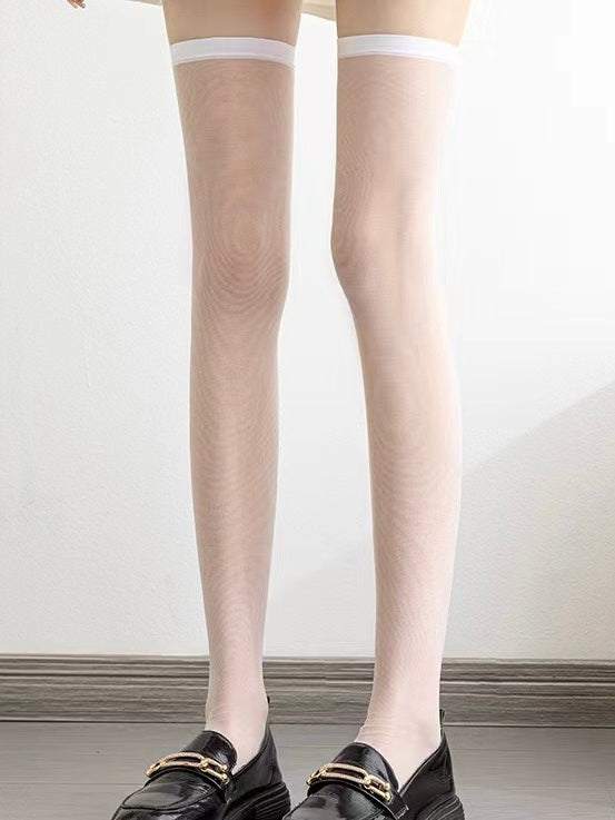 Plain Sheer Thigh High Stockings