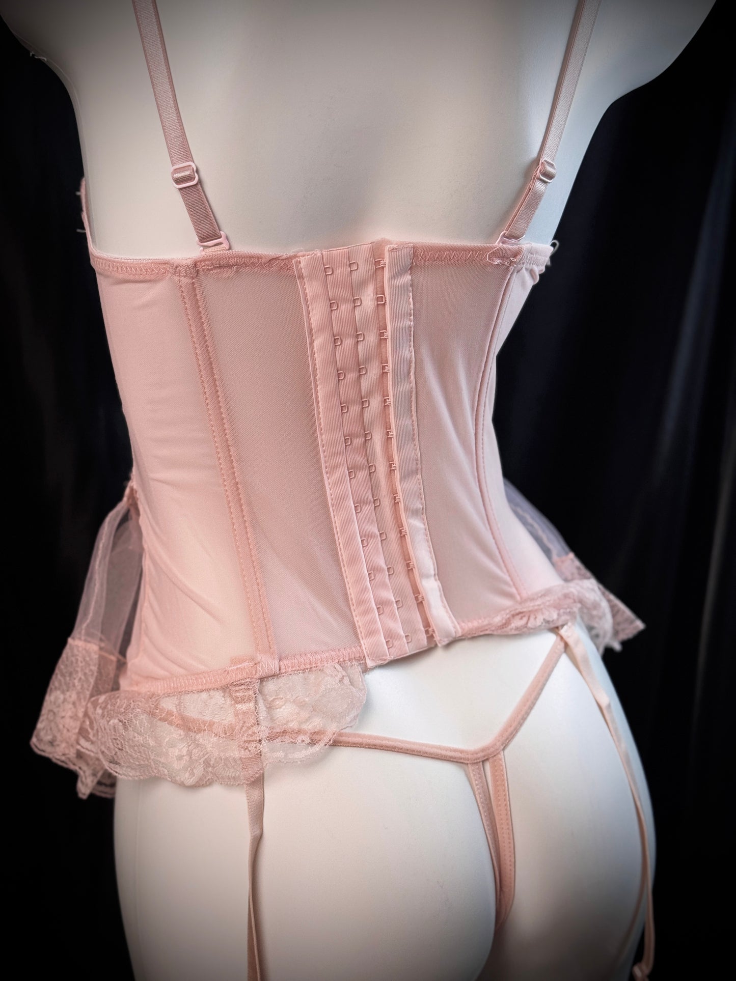 Princess Diary Ruffled Lace Bow Garter Corset Lingerie Set