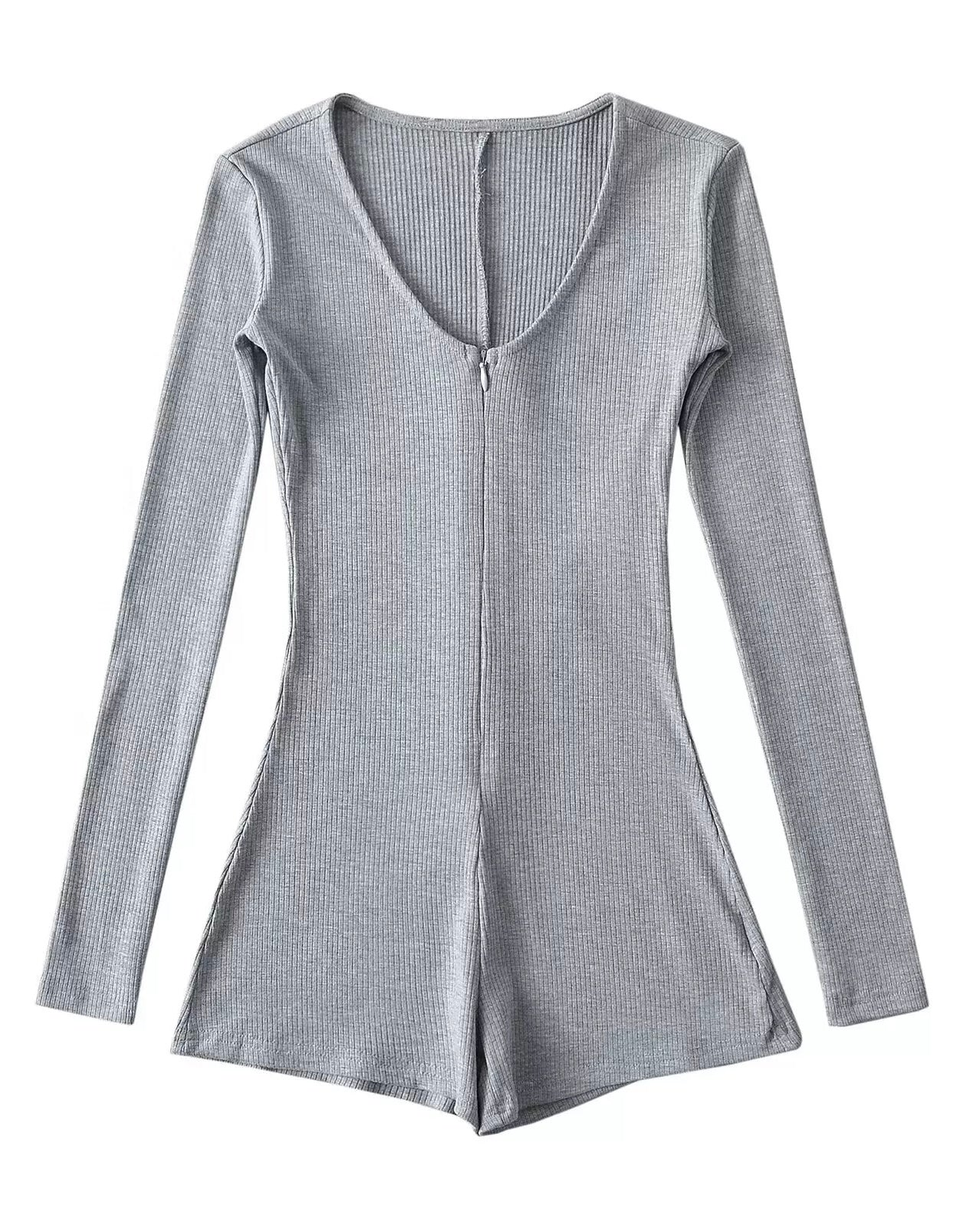 Soft Cotton Ribbed Long Sleeve Romper Onesie