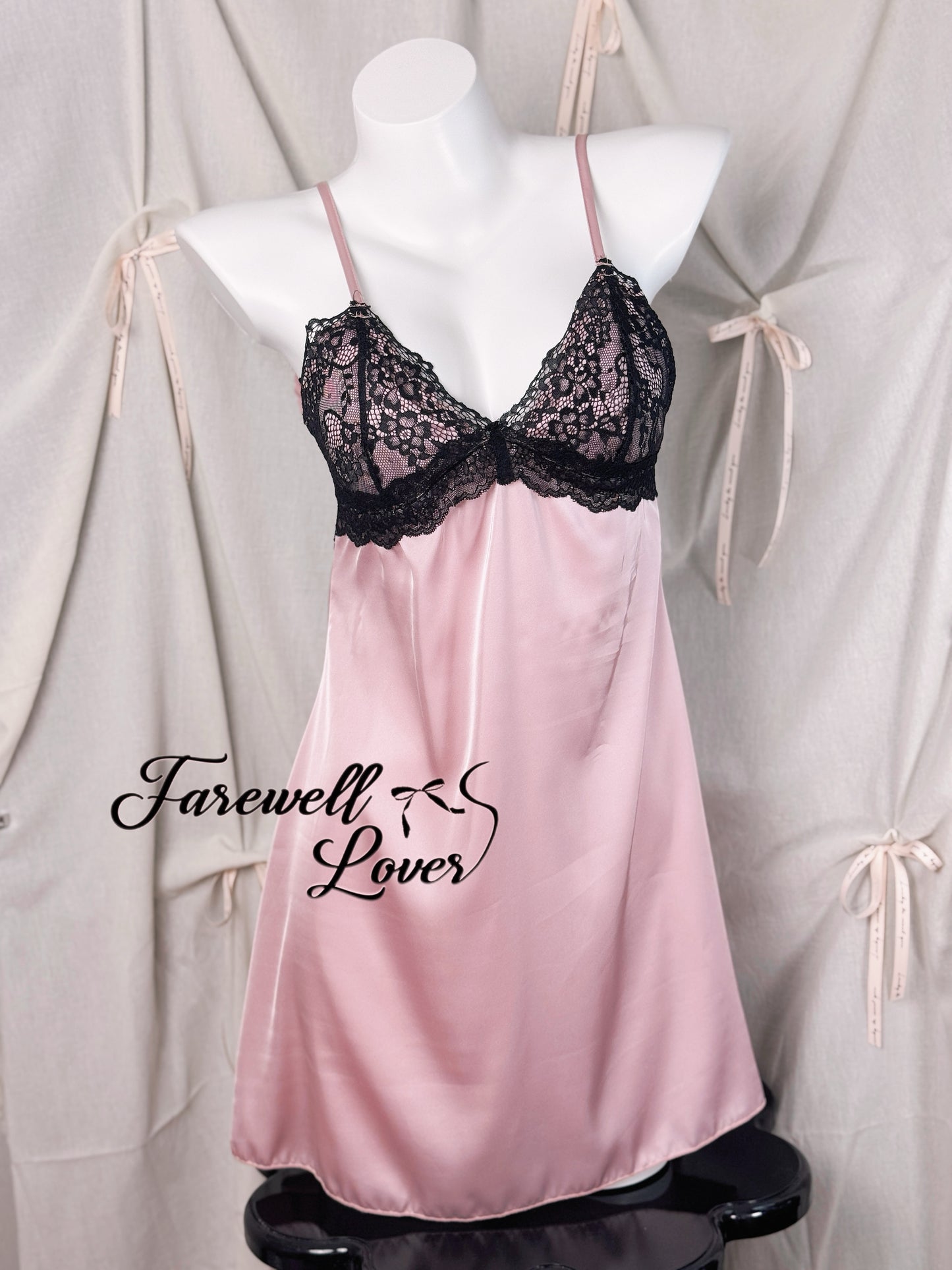 Blackpink Lace Backless Satin Slip Dress