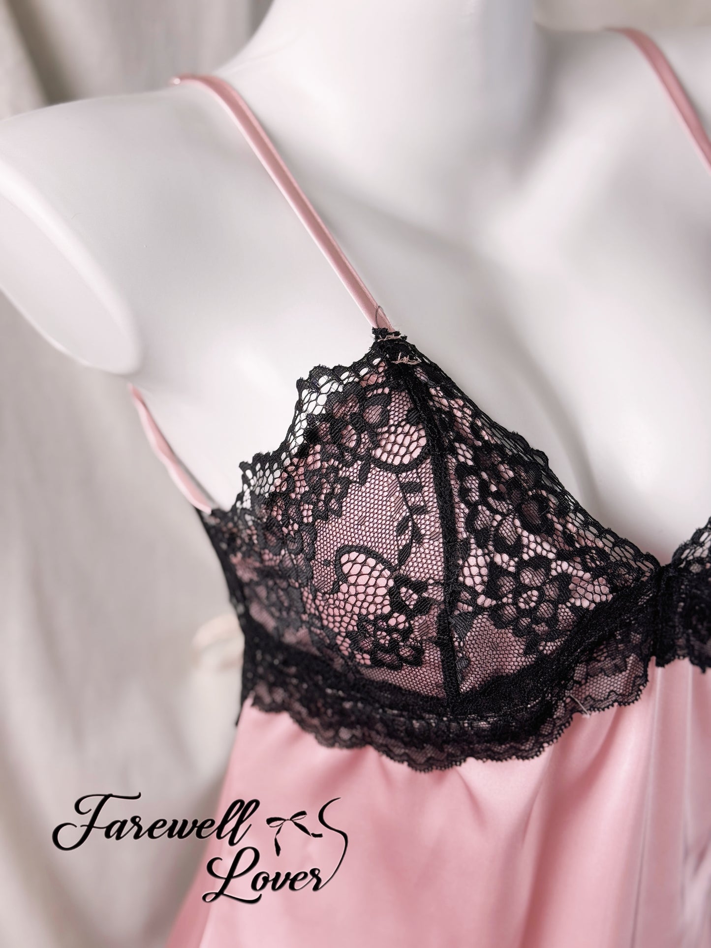 Blackpink Lace Backless Satin Slip Dress