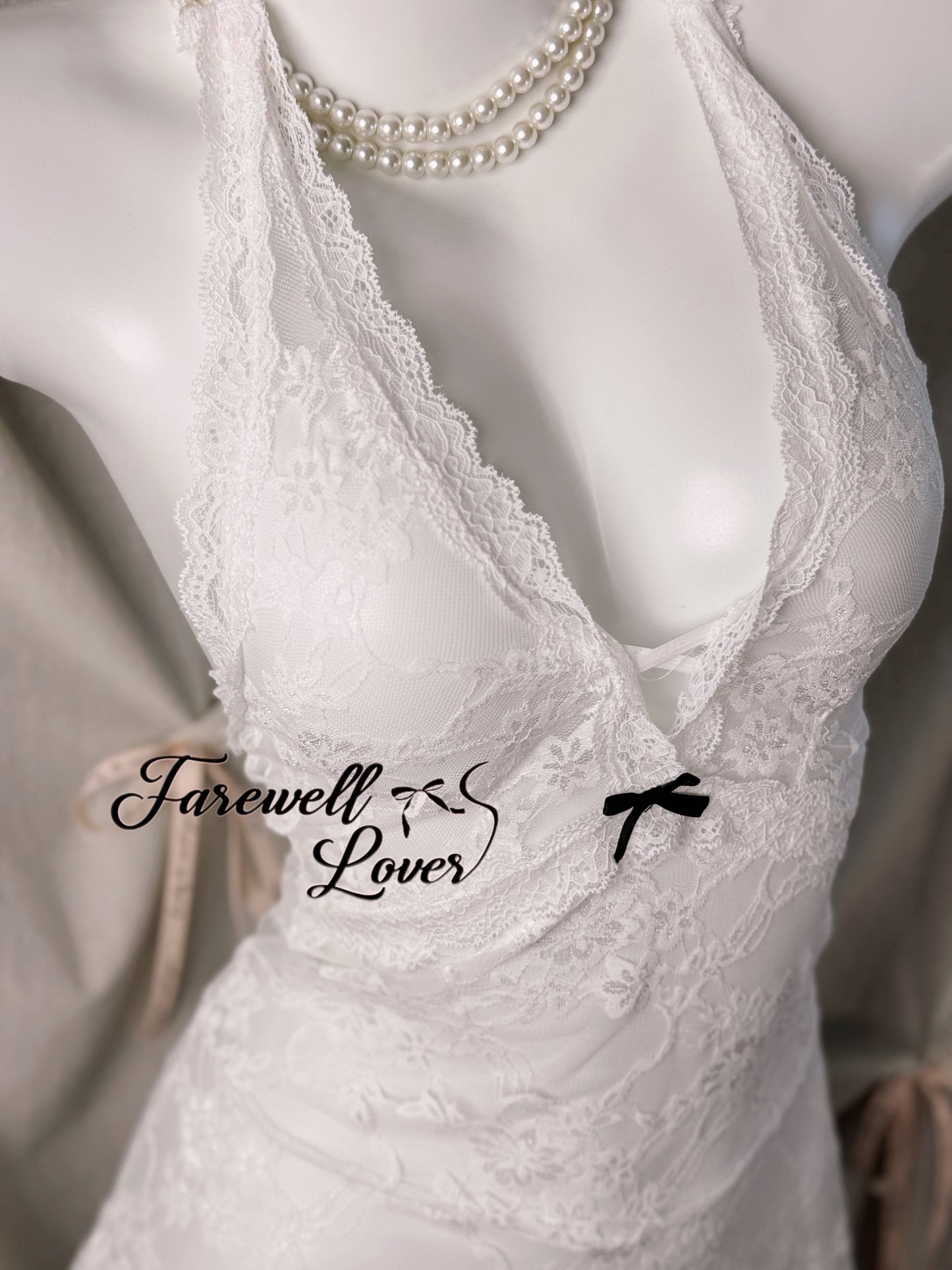 Little Daisy Floral Lace Halter Backless Slip Lingerie
