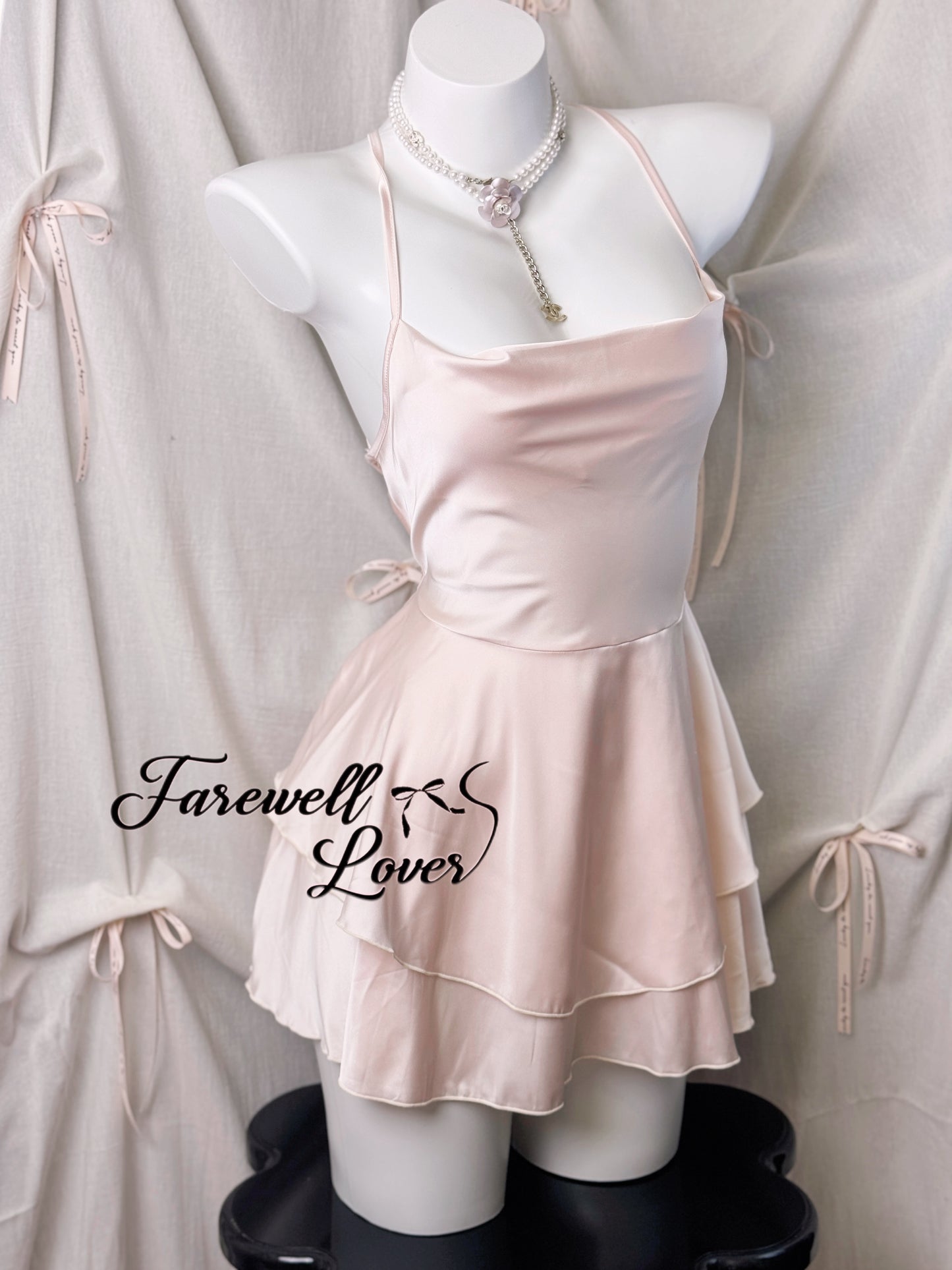 Ballet Waltz Satin Flared Backless Dress Lingerie