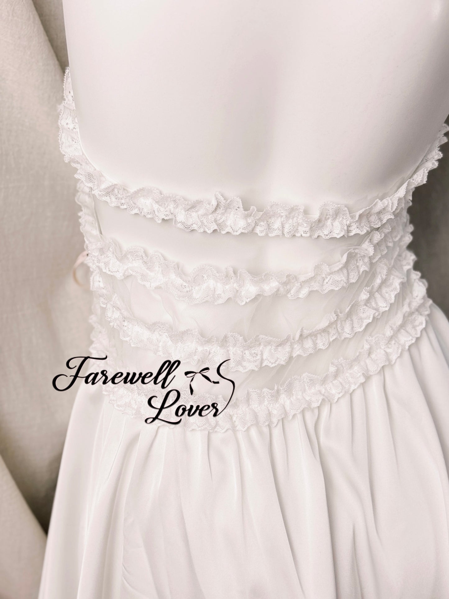 Marshmallow Heart Satin Lace Halter Babydoll Lingerie