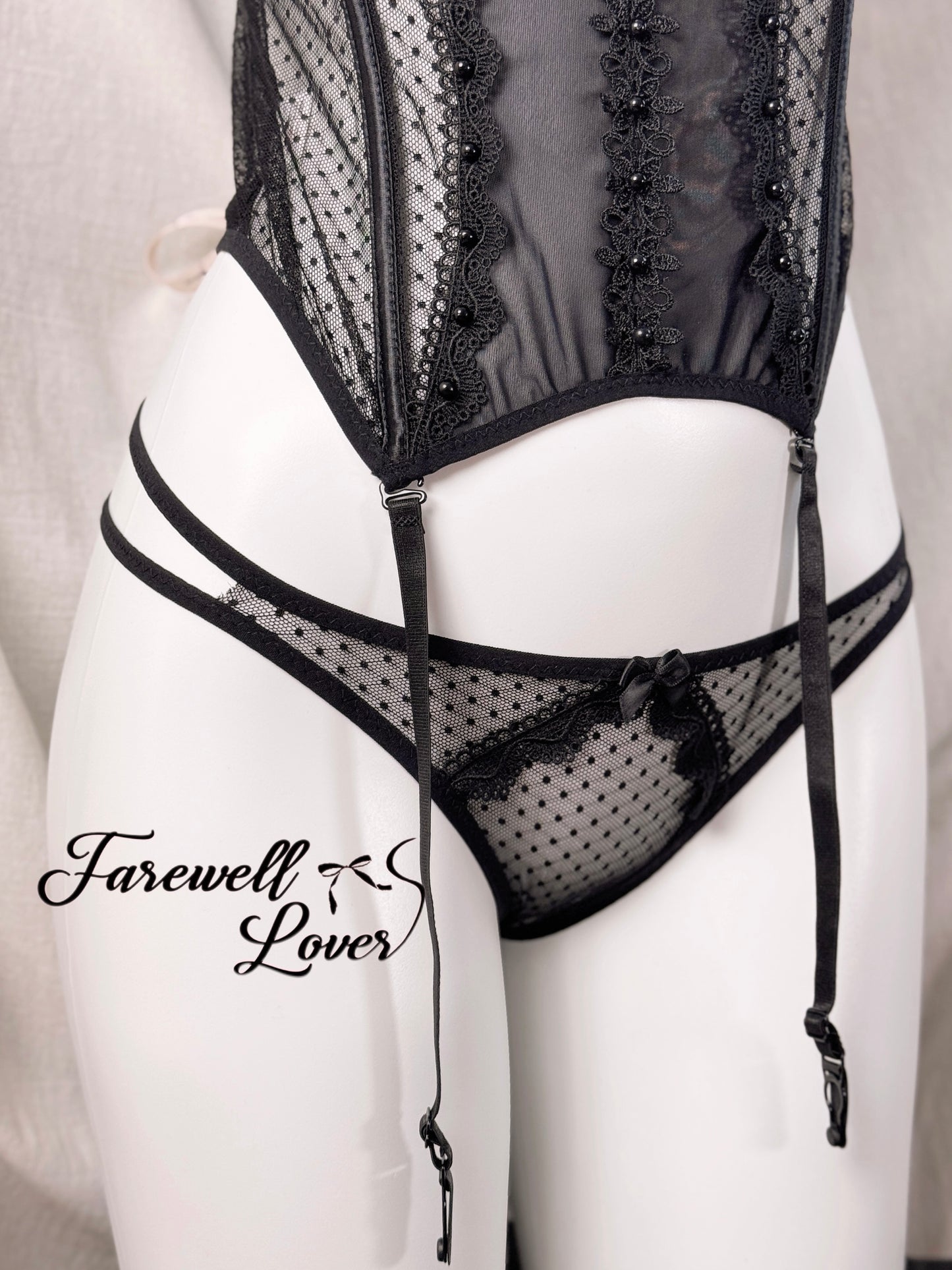 Mermaid's Tear Mesh Lace Corset Lingerie Set