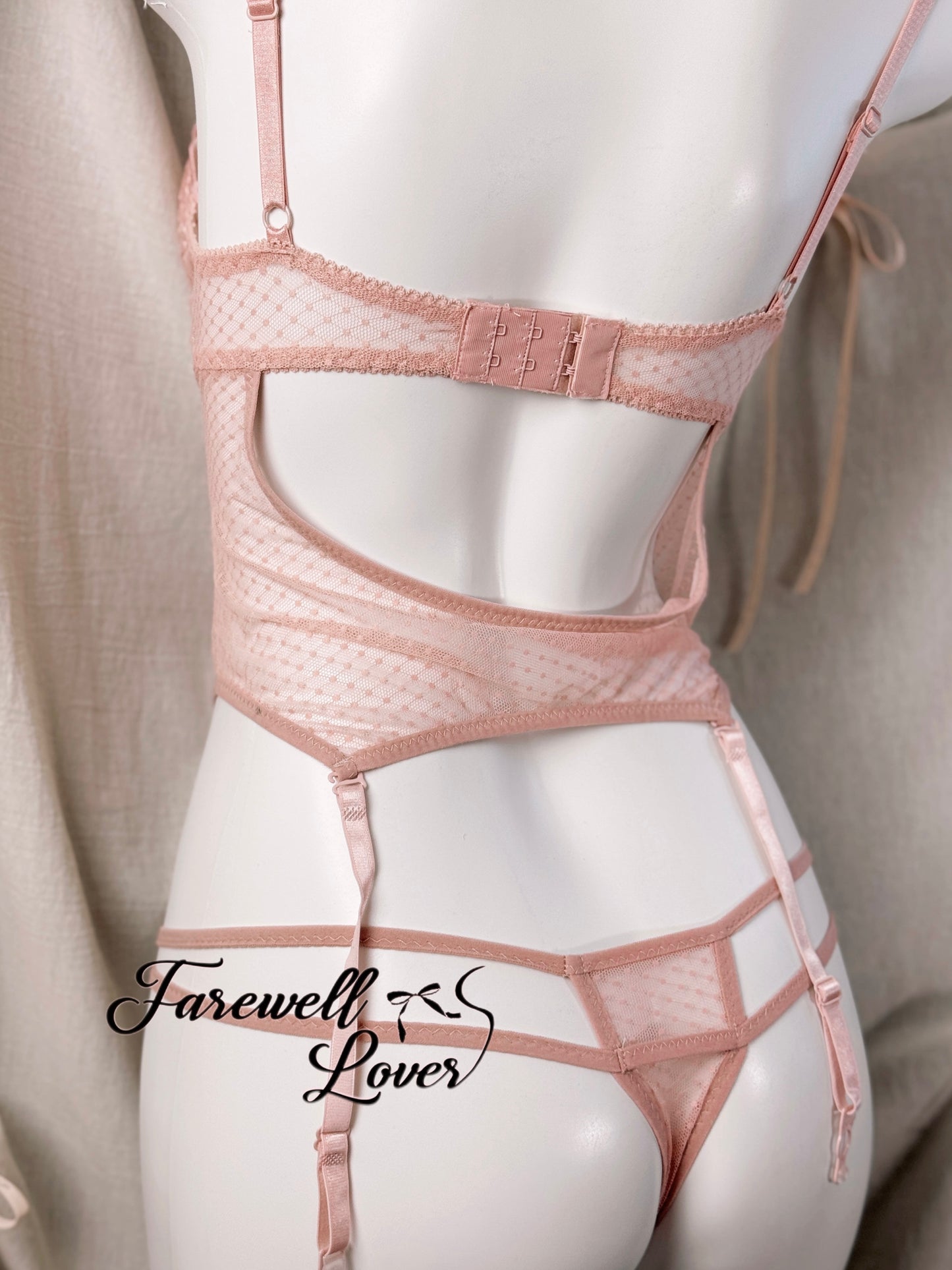 Mermaid's Tear Mesh Lace Corset Lingerie Set