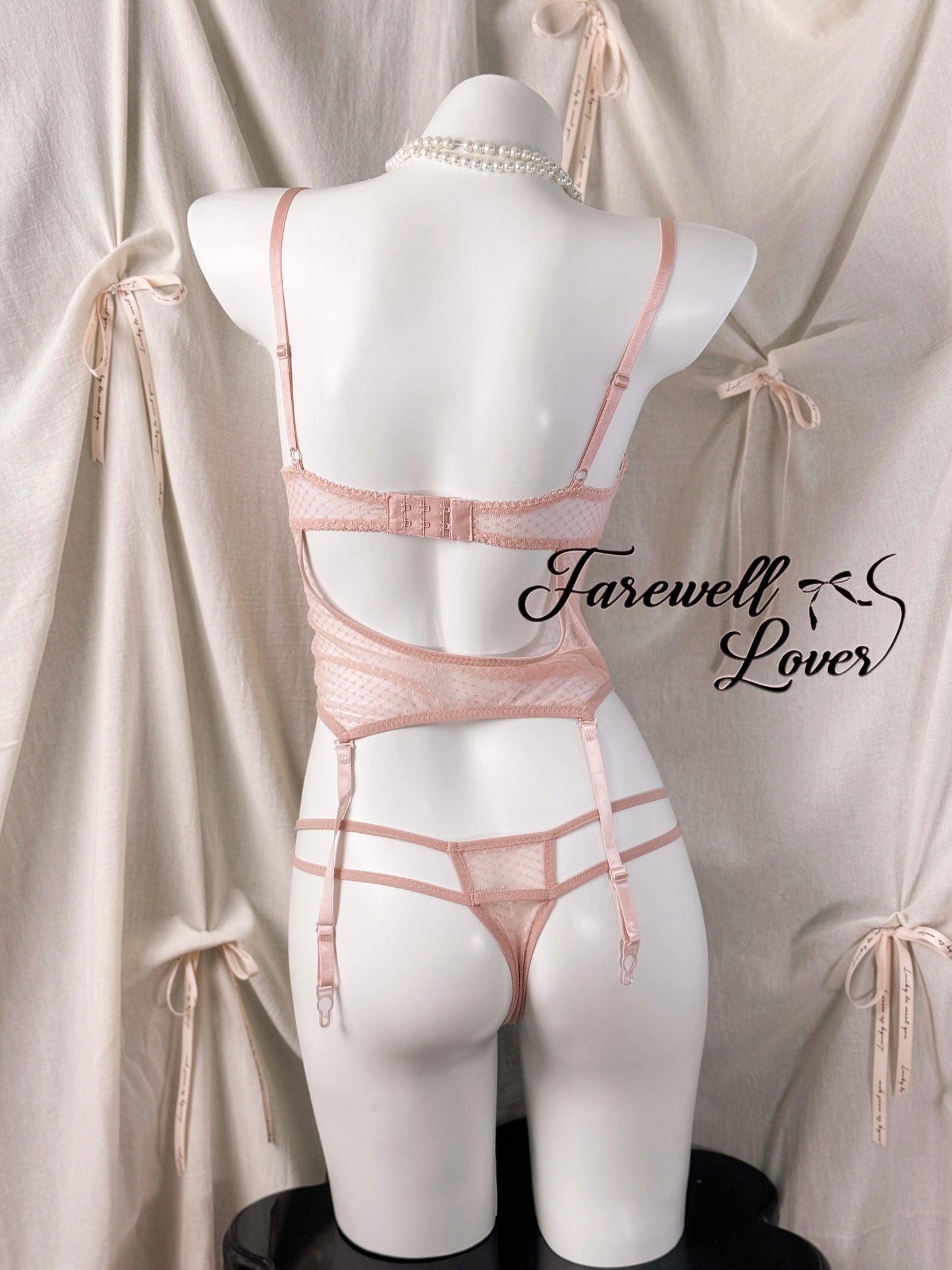 Mermaid's Tear Mesh Lace Corset Lingerie Set