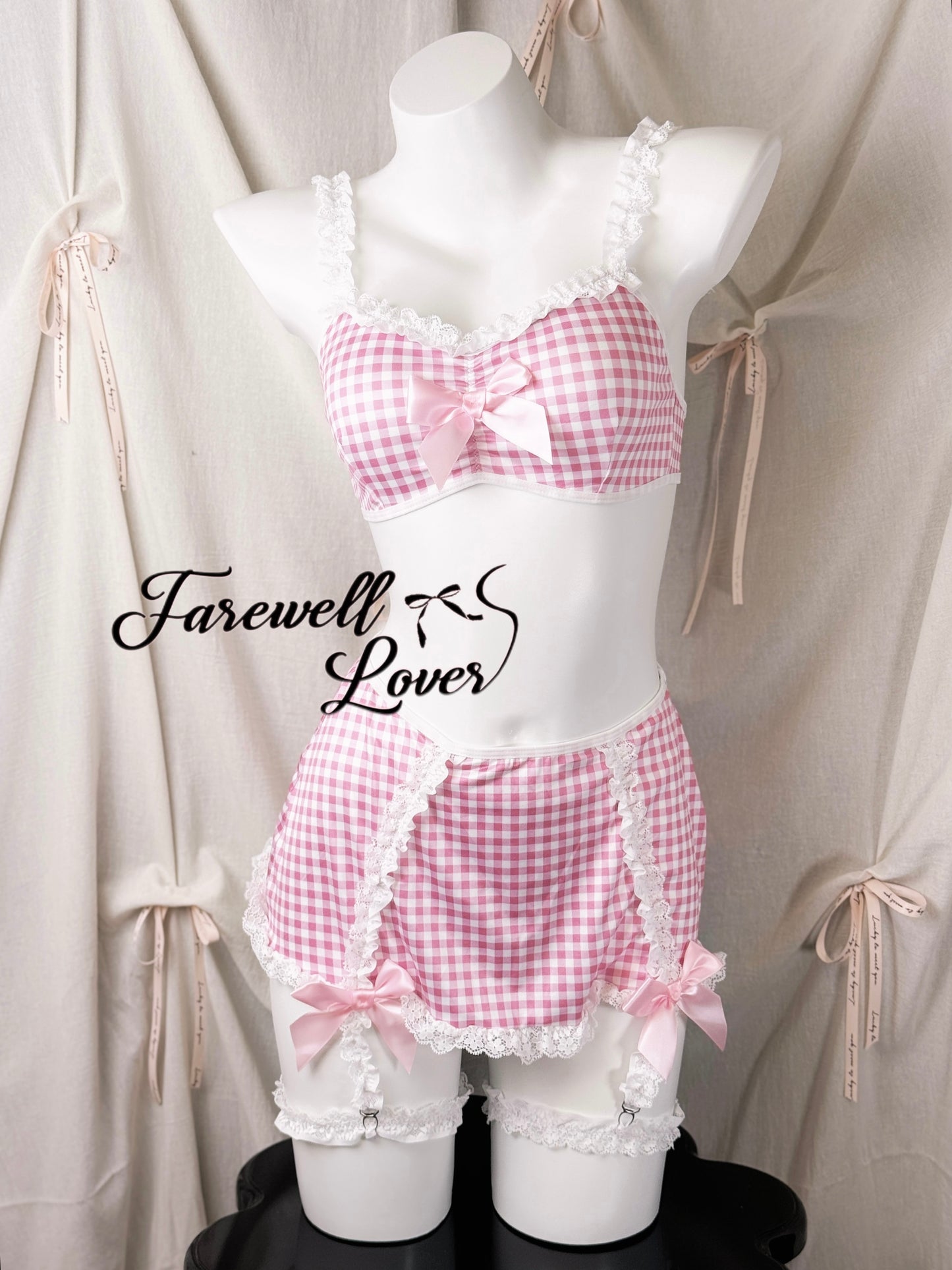 Baby Doll Plaid Bow Lingerie Set