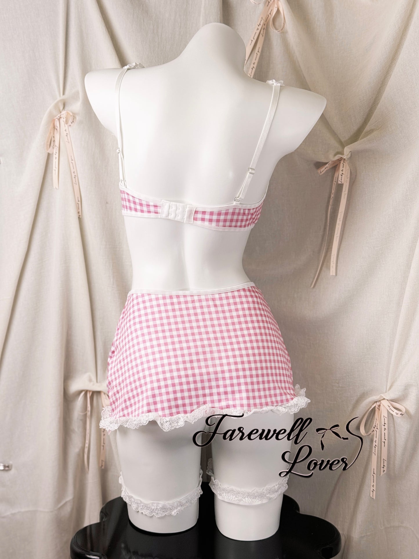 Baby Doll Plaid Bow Lingerie Set