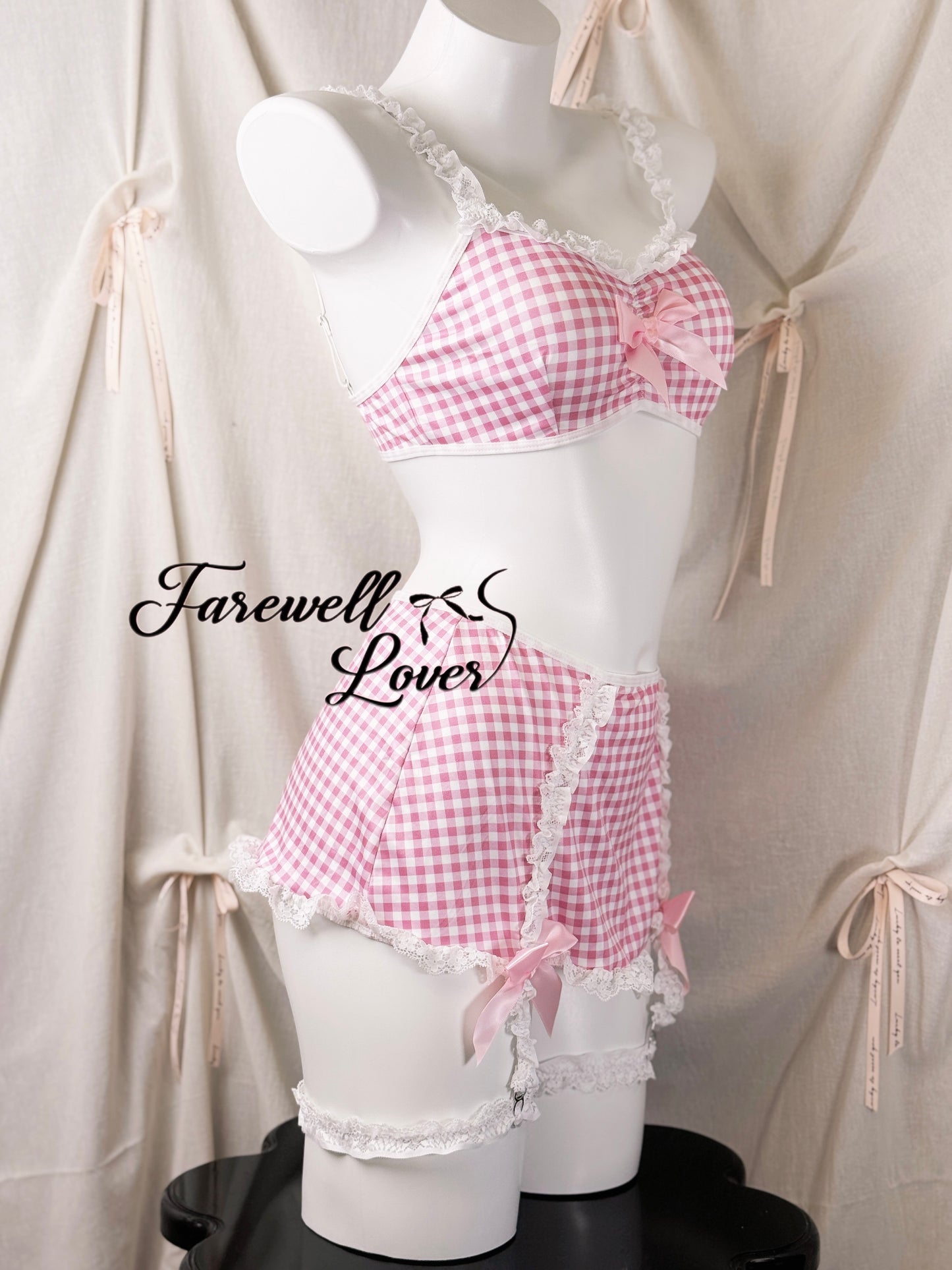 Baby Doll Plaid Bow Lingerie Set