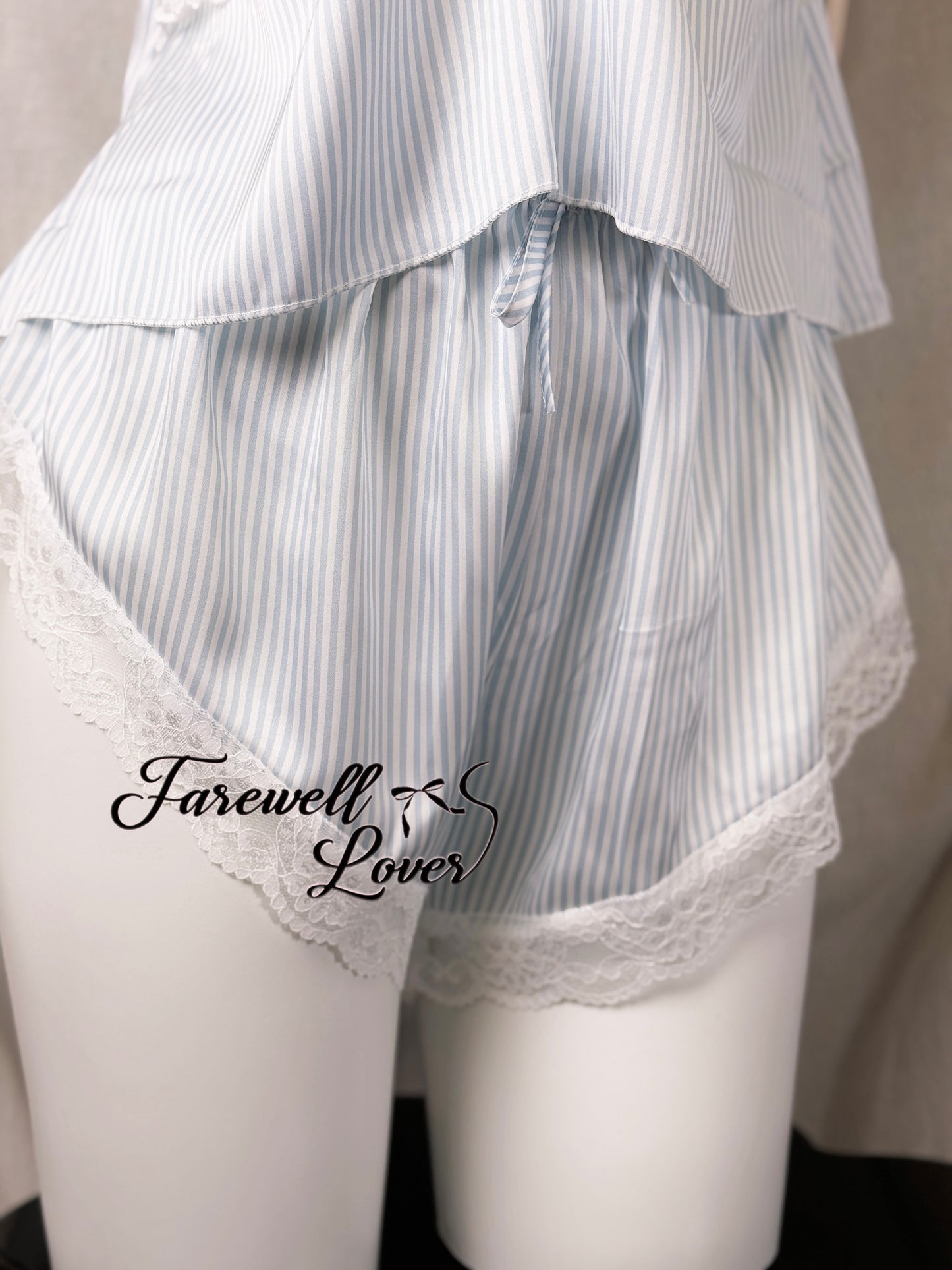 Sailor Moon Bow Lace Striped Satin Cami Pajama Set