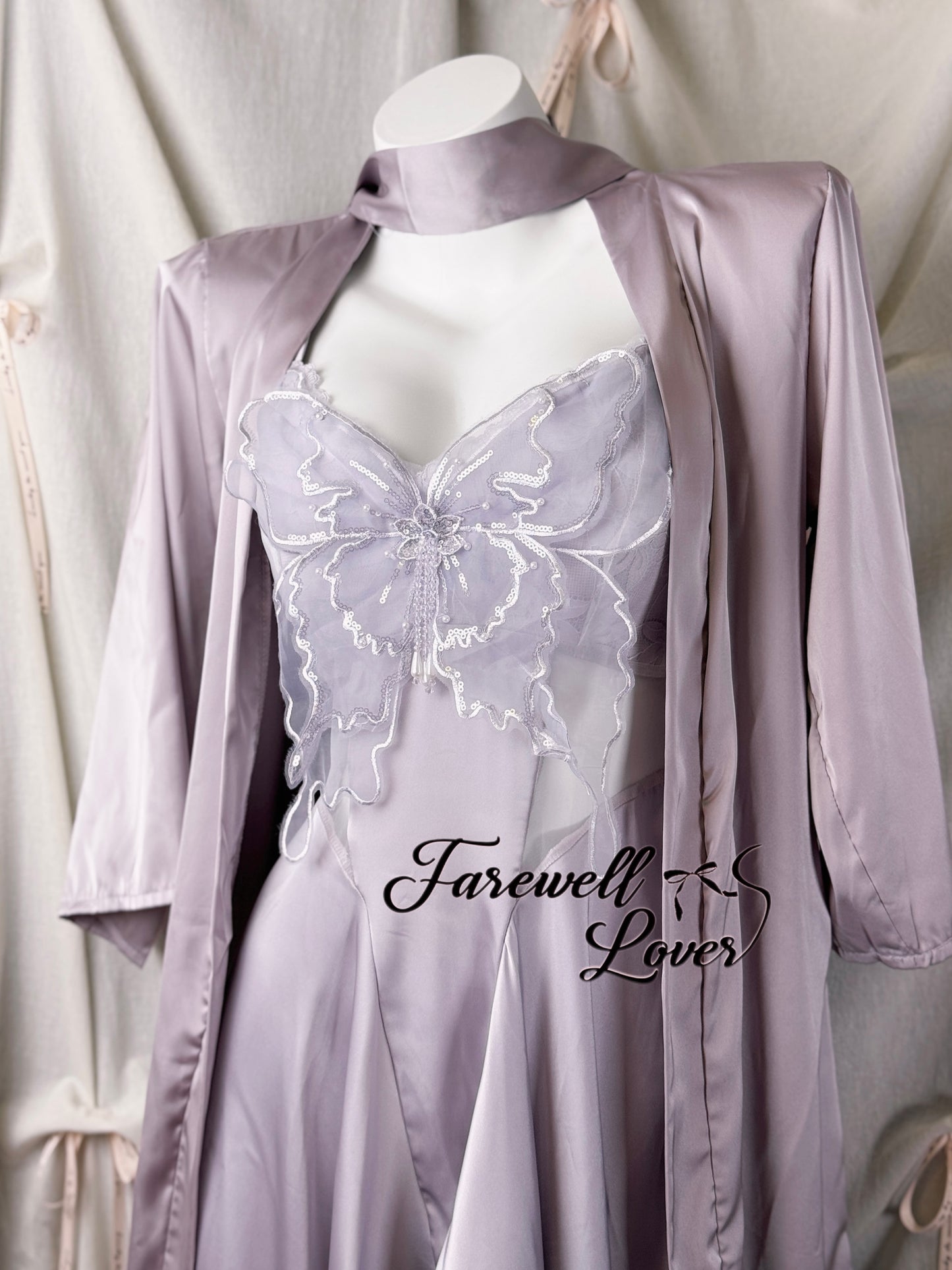 Butterfly Effect 3D Sparkly Mesh Satin Slip Lingerie