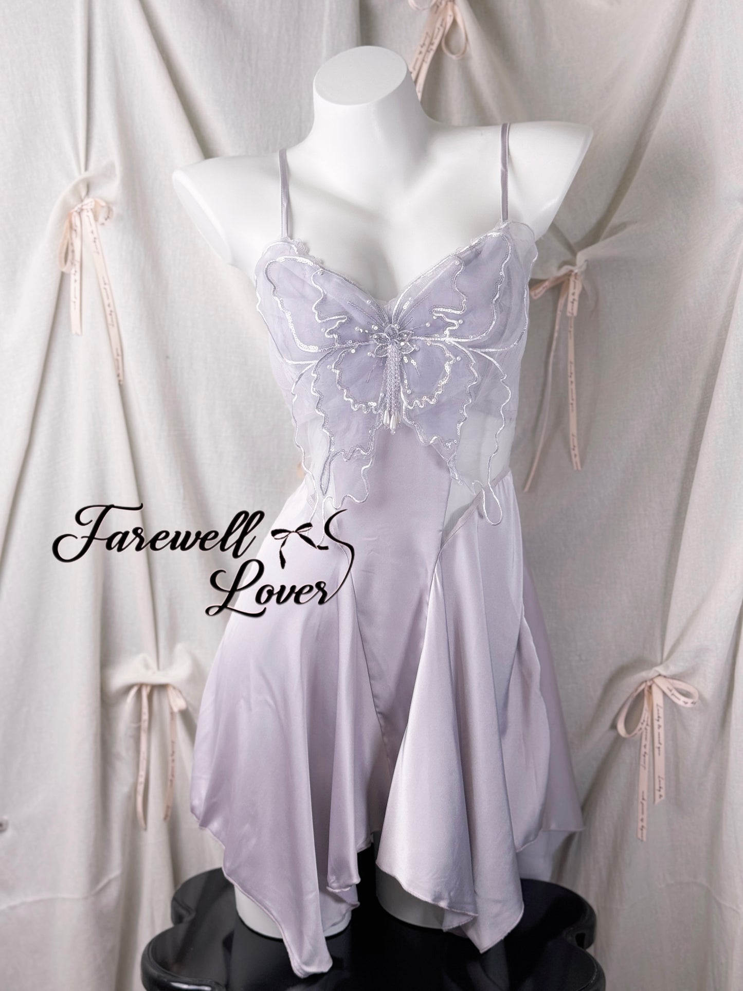 Butterfly Effect 3D Sparkly Mesh Satin Slip Lingerie