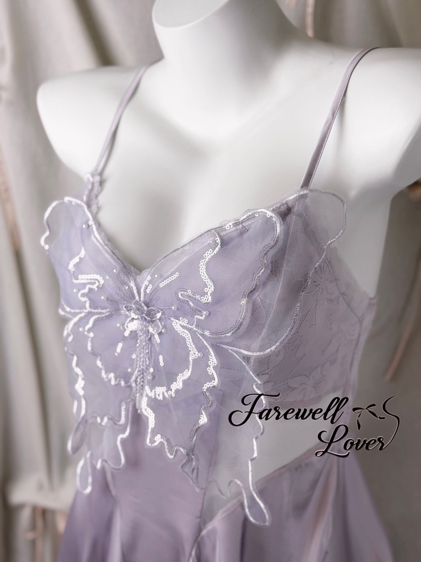 Butterfly Effect 3D Sparkly Mesh Satin Slip Lingerie
