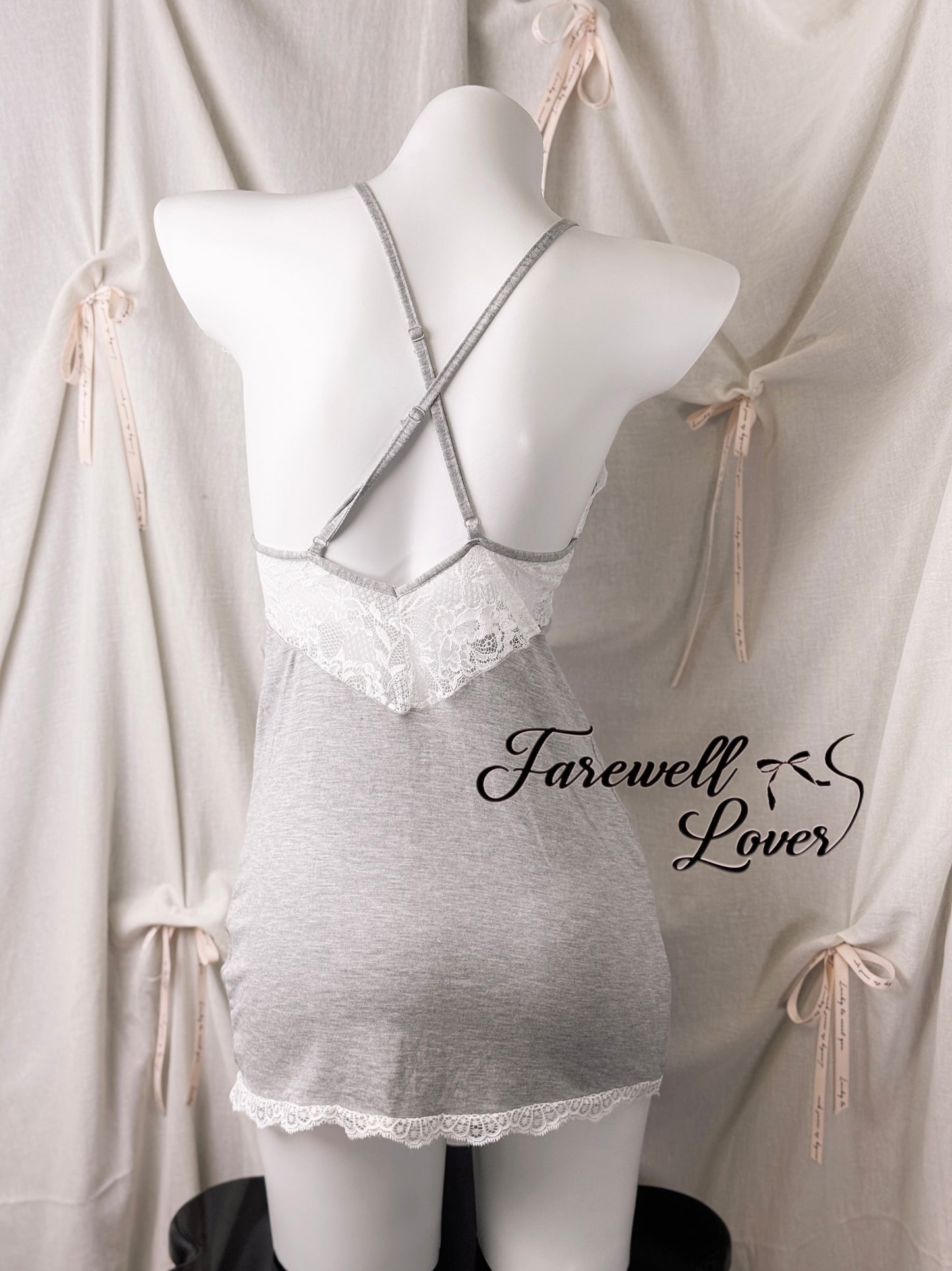 Soft Life Lace Trim Backless Slip Lingerie