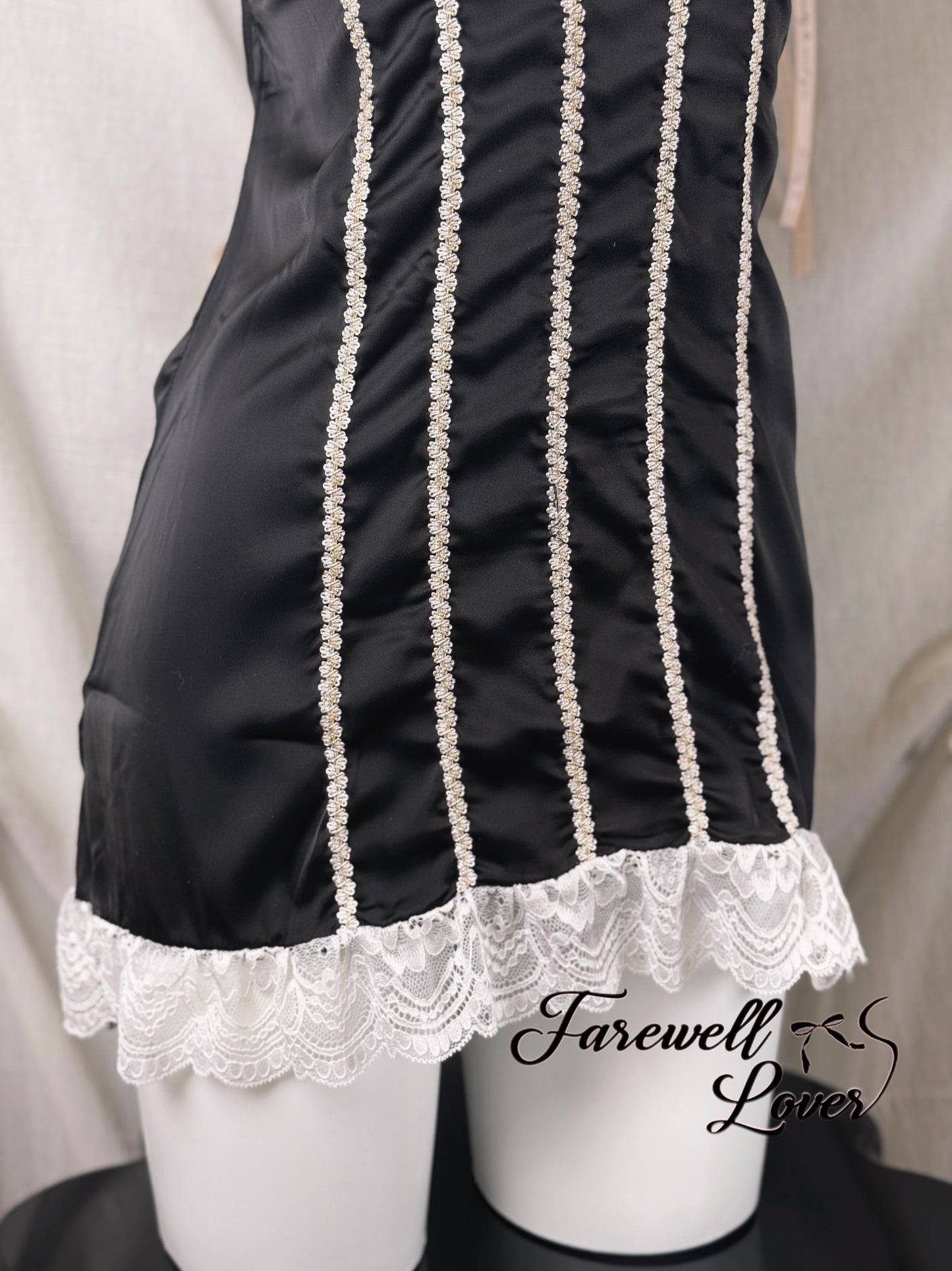 Alice Bow Lace Trim Satin Slip Lingerie