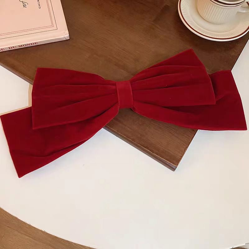 Jumbo Black Velvet Double Bow Hair Clip