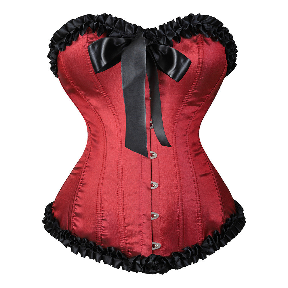 Barbie Girl Satin Ribbon Corset and Mesh Ruffle Layered Mini Skirt Set
