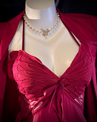 Venus Butterfly Satin Backless Cutout Padded Slip Lingerie