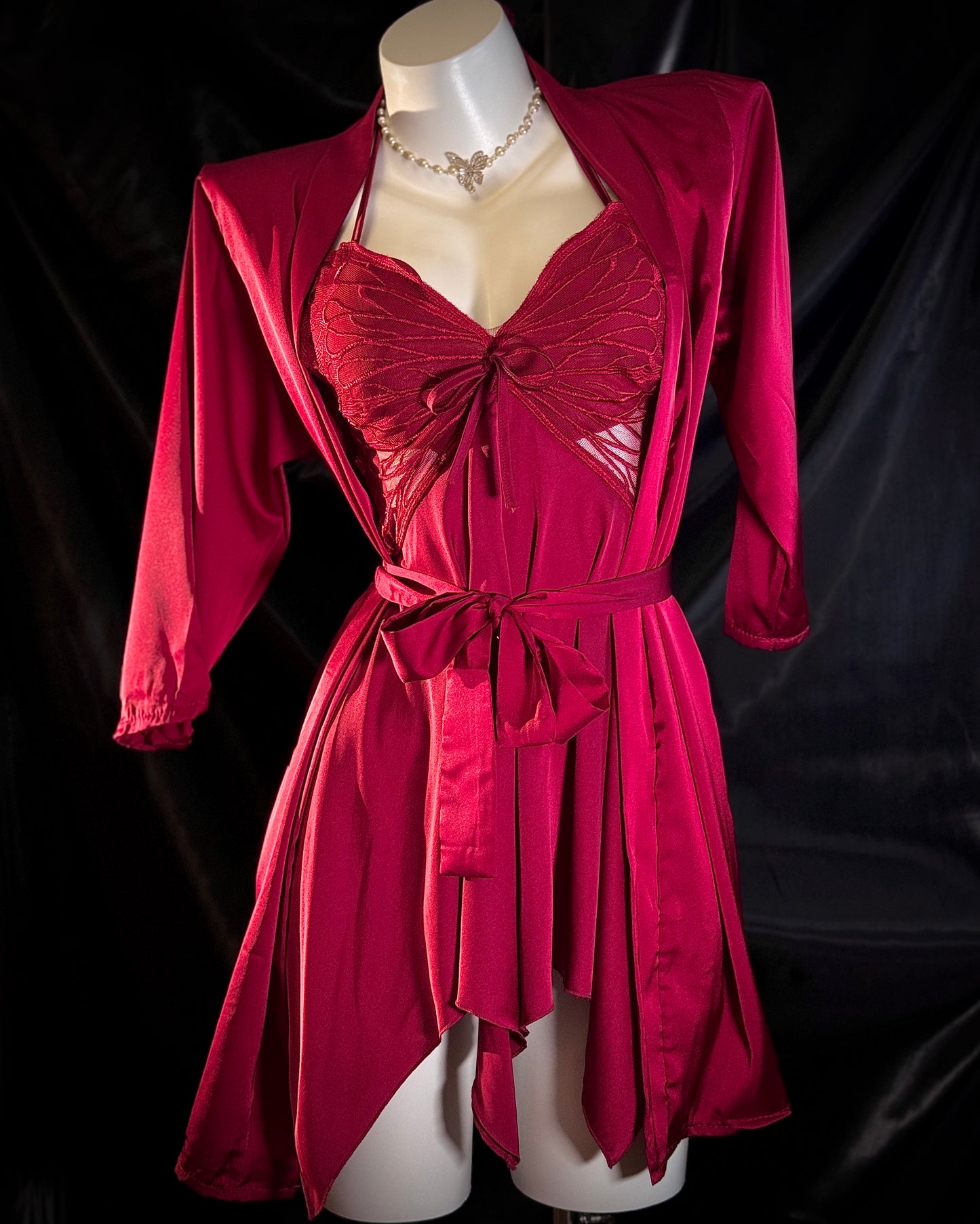 Venus Butterfly Satin Backless Cutout Padded Slip Lingerie