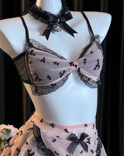 Dolly Maid Mesh Bow Costume Lingerie Set