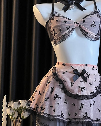 Dolly Maid Mesh Bow Costume Lingerie Set
