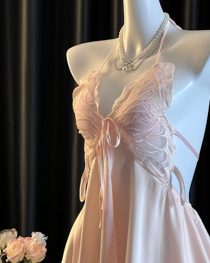 Venus Butterfly Satin Backless Cutout Padded Slip Lingerie