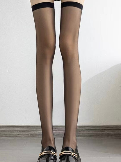 Plain Sheer Thigh High Stockings