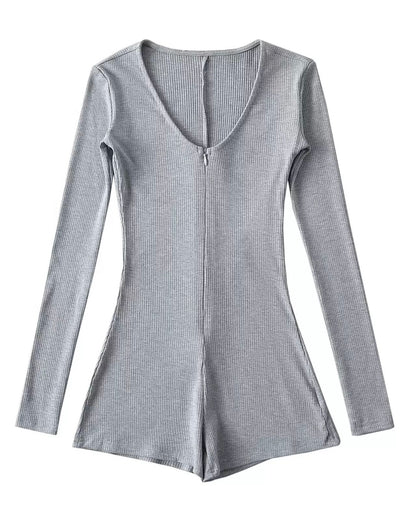 Soft Cotton Ribbed Long Sleeve Romper Onesie