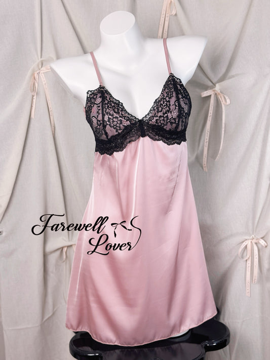 Blackpink Lace Backless Satin Slip Dress