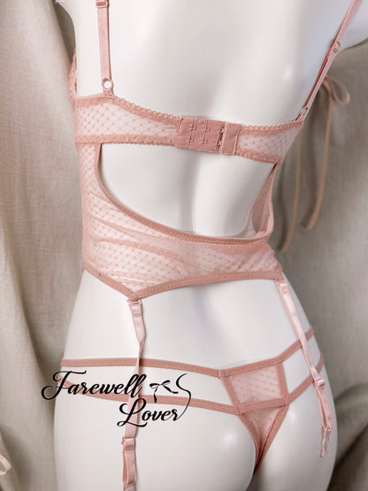 Mermaid's Tear Mesh Lace Corset Lingerie Set