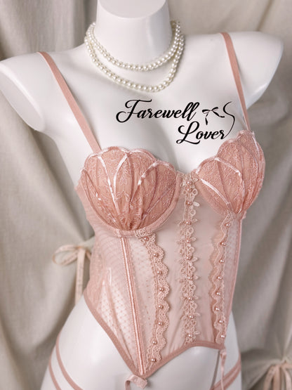 Mermaid's Tear Mesh Lace Corset Lingerie Set