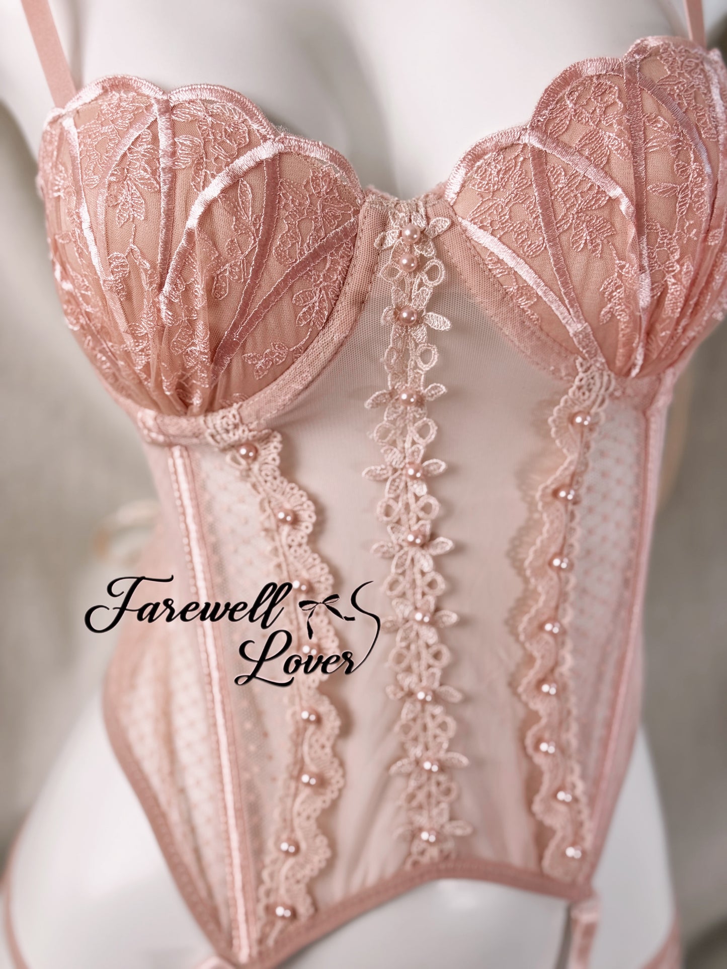 Mermaid's Tear Mesh Lace Corset Lingerie Set