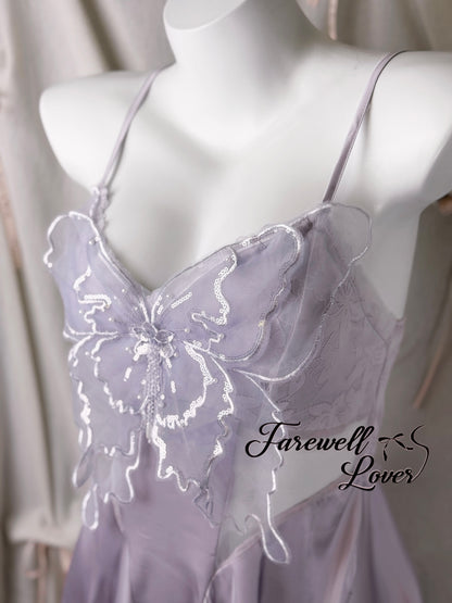 Butterfly Effect 3D Sparkly Mesh Satin Slip Lingerie