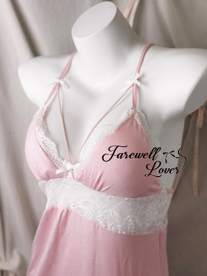 Soft Life Lace Trim Backless Slip Lingerie