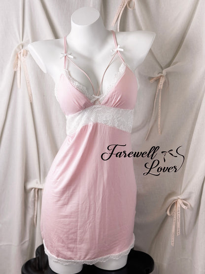 Soft Life Lace Trim Backless Slip Lingerie