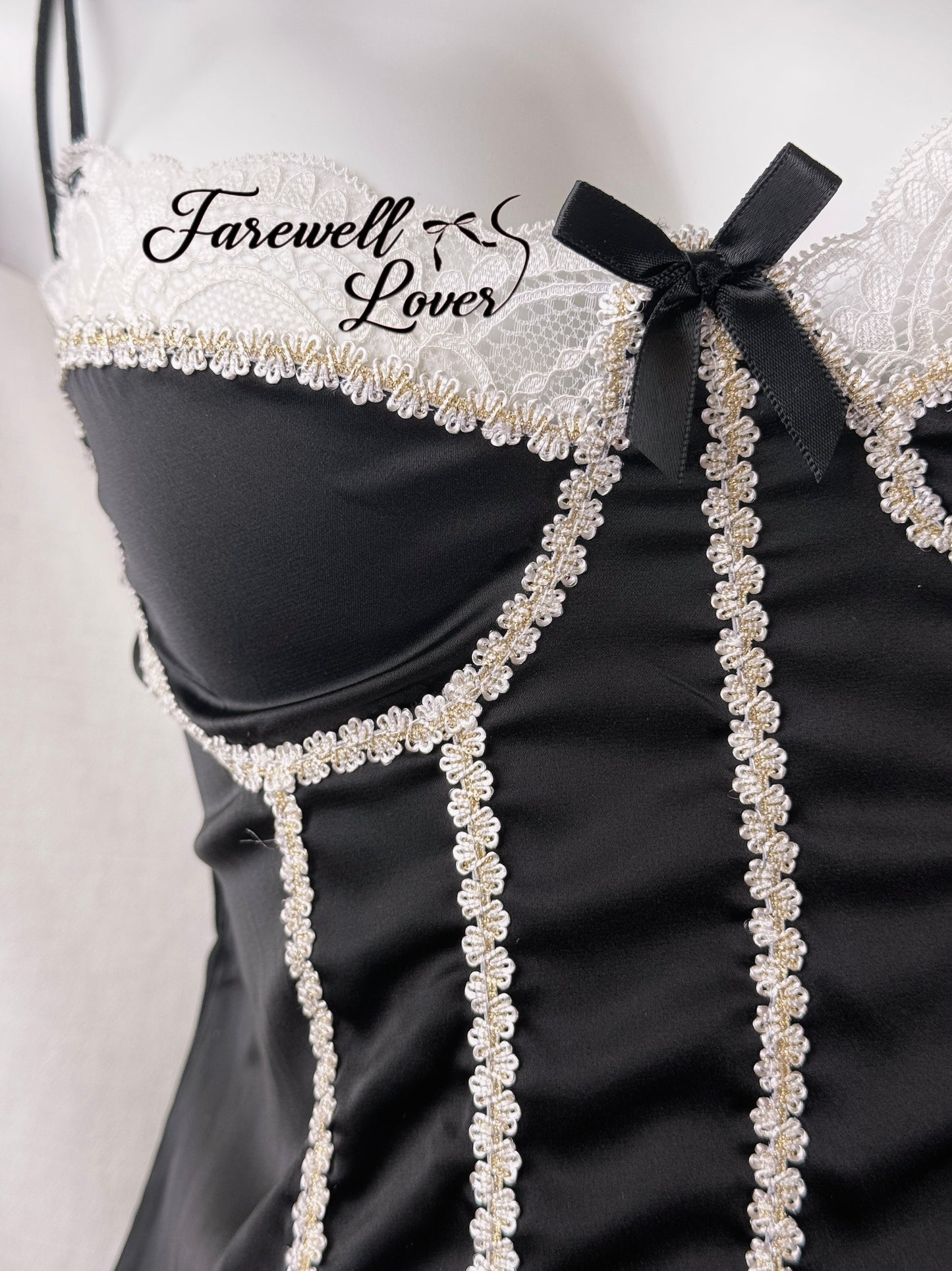 Alice Bow Lace Trim Satin Slip Lingerie