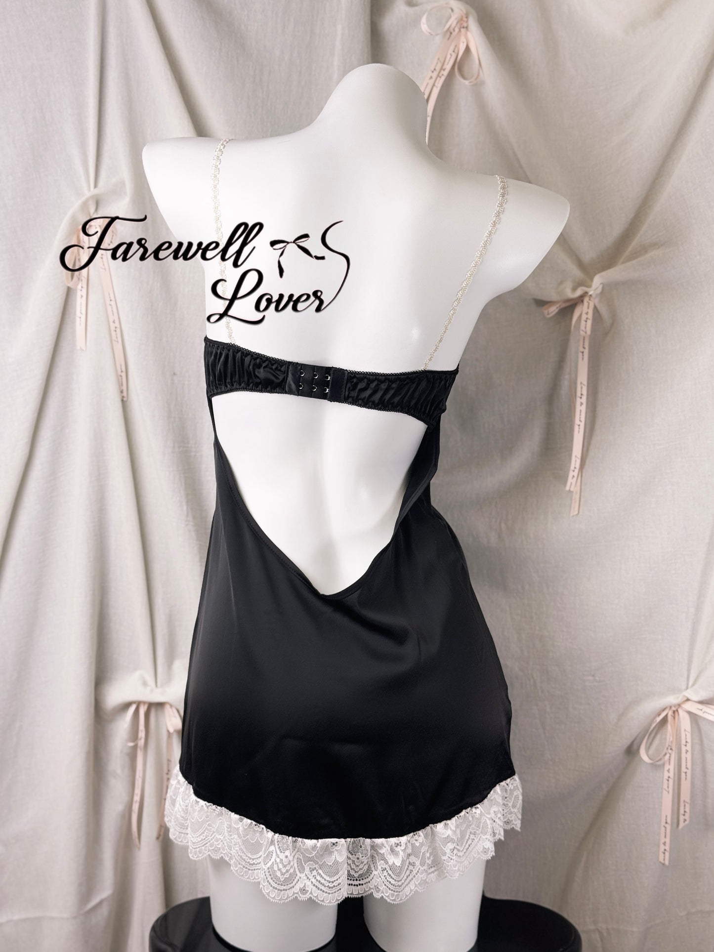Alice Bow Lace Trim Satin Slip Lingerie